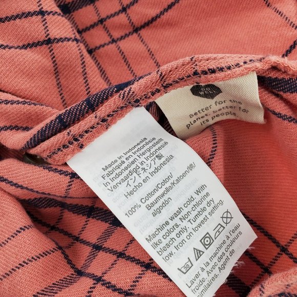 Madewell Pink Plaid 1/4 Button Front Long Sleeve Shirt Womens Size Small - Picture 4 of 6